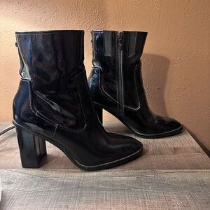 Black Paten Leather Ankle Boots size 9